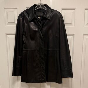 Banana Republic Black Leather Single-Breasted Jacket